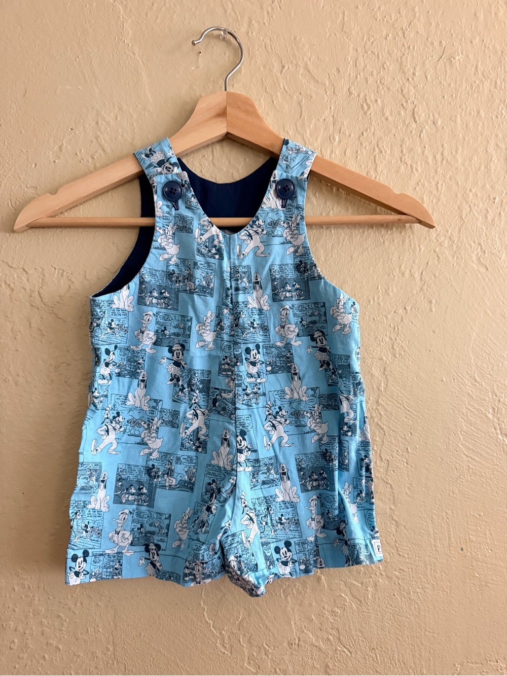 Disney Blue Mickey Mouse Print Kids Overalls